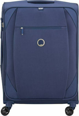 Delsey Rami Medium Travel Suitcase Fabric Blue with 4 Wheels Height 67cm.