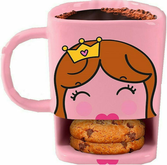 Total Gift Princess Biscuit Becher Keramik Rosa 250ml
