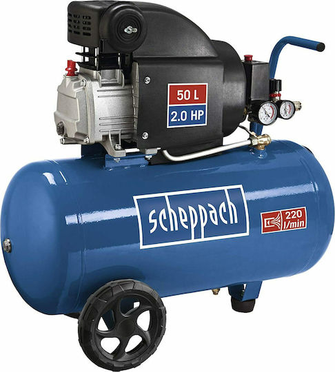 Scheppach HC54 Einphasig Luftkompressor 93dB mit Leistung 2hp und Lufttank 50Es 5906103901