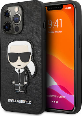 Karl Lagerfeld Patch Saffiano Synthetic Leather Back Cover Black (iPhone 13 Pro)