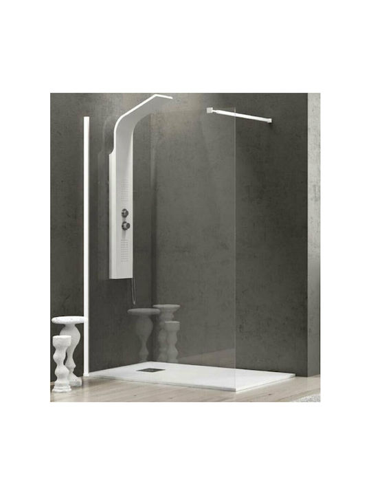 Karag Walkin 1 Shower Screen for Shower 100x200cm Clear Glass Bianco