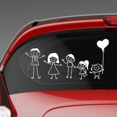 Semn Baby on Board cu Autocolant Happy Family Alb