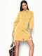 Glamorous Mini Shirt Dress Dress Leather Yellow