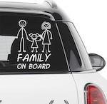 Σήμα Baby on Board με Αυτοκόλλητο Family Λευκό