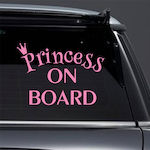 Σήμα Baby on Board με Αυτοκόλλητο Princess On Board Ροζ