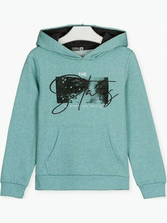 Kinder-Sweatshirt mit Kapuze und Taschen Türkis