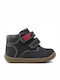 Macchia Anatomical Leather Kids Boots with Velcro Navy Blue