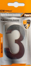 House Number 3 Sign Silver 7.5cm Inox