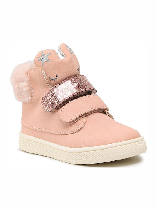 Anatomice Ghete Copii din Piele cu Velcro Roz