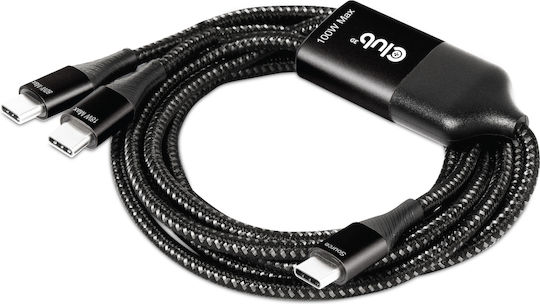 Club3D Braided USB 2.0 Cable USB-C Male - USB-C 100W PD Black 1.83m