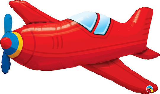 Balloon Foil Jumbo Red Vintage airplane 91cm