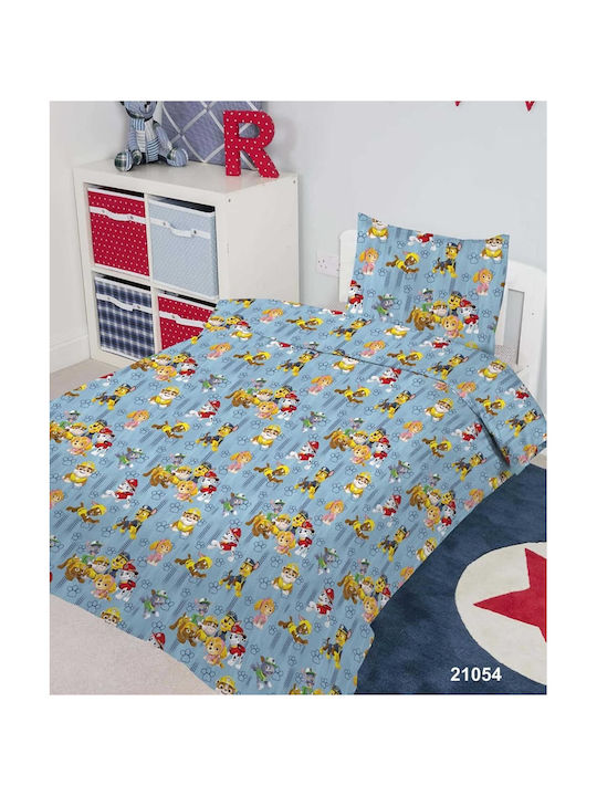 My Home Luxury Paw Patrol Set Kids Duvet Cover Single with Pillowcase Cotton Blue 160x240cm