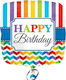 Balloon Foil Birthday-Celebration Square Multicolour Bright Stripe Chevron 46cm