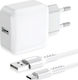 Leewello Ladegerät mit USB-A Anschluss und Kabel USB-C Schnellaufladung 3.0 Weißs (CDQ-110 + SJX-202)