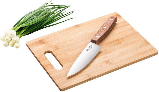 Lamart Rectangular Bamboo Chopping Board Set with Chef Knife Brown 30x22cm 2pcs