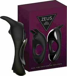 Feelztoys Zeus Dual Vibe Cock Ring Vibrating Cock Ring Schwanz Black