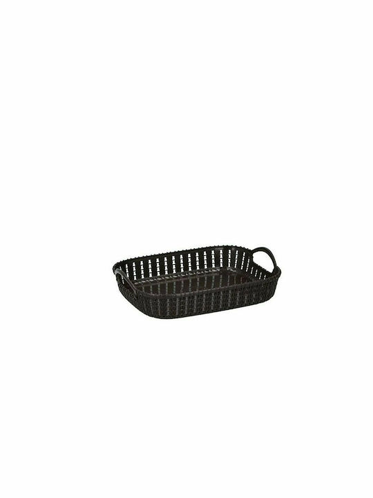 Aria Trade AT100581 Rectangle Tray of Plastic with Handle In Brown Colour 27x20x7cm 1pcs