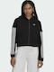 Cropped Women's Sweatshirt Jacket Hooded Black