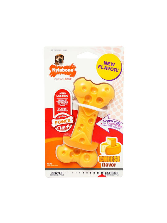 Nylabone Extreme Cheese Jucărie Os pentru Cățeluș de Ros cu Gust de Brânză Mediu Galben