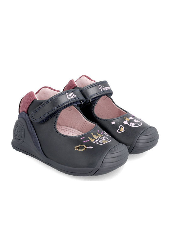 Kids Anatomic Leather Ballerinas with Hoop & Loop Closure Blue