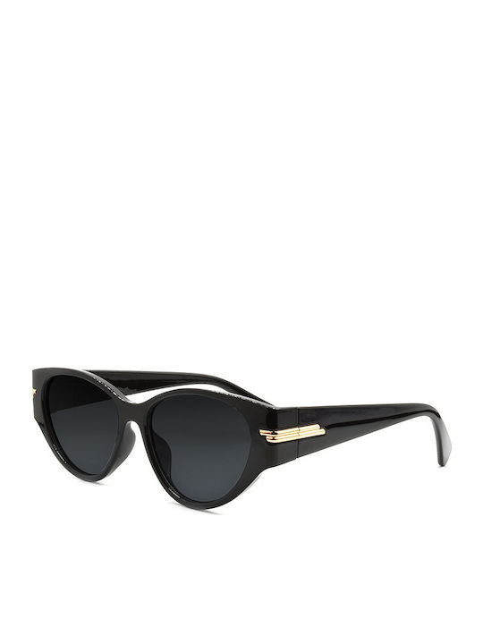 Awear Asma Women's Sunglasses with Black Plastic Frame and Black Lens
