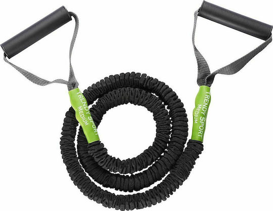 Trendy Sport Bandă De Rezistență Gymtube Nivel De Rezistență Mediu Cu Mânere Negru 1.4m