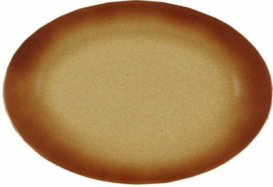 Art et Lumiere Dionysos Serving Plate Desert Oval Made of Porcelain Brown 18x16cm