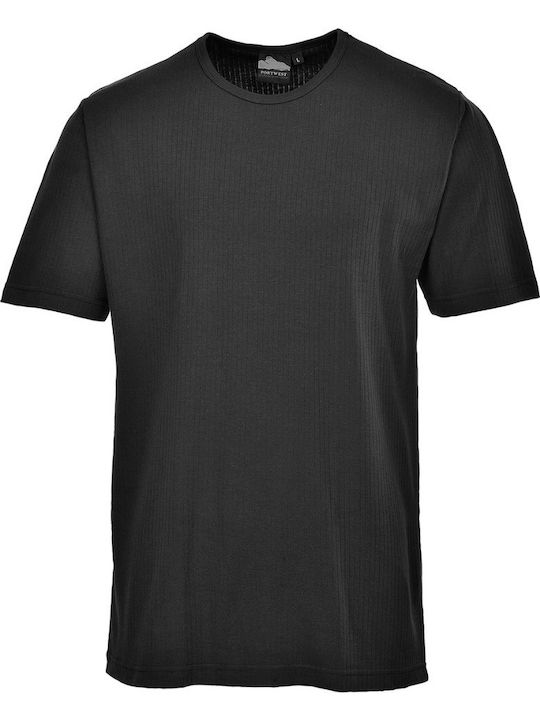 Portwest Männer Thermounterwäsche Kurzarm T-Shirt Schwarz