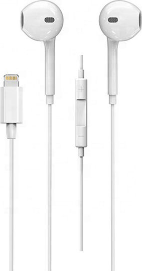 Ezra Ep40-ip Earbuds Handsfree με Βύσμα Lightning Λευκό
