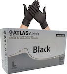 Atlas Γάντια Νιτριλίου Χωρίς Πούδρα σε Μαύρο Χρώμα 100τμχ
