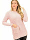 Women's blouse with multicoloured knit and pocket Pink 9165