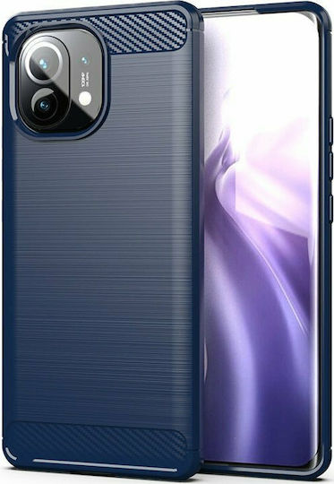 Hurtel Carbon Flexible Umschlag Rückseite Silikon Blau (Xiaomi Mi 11)