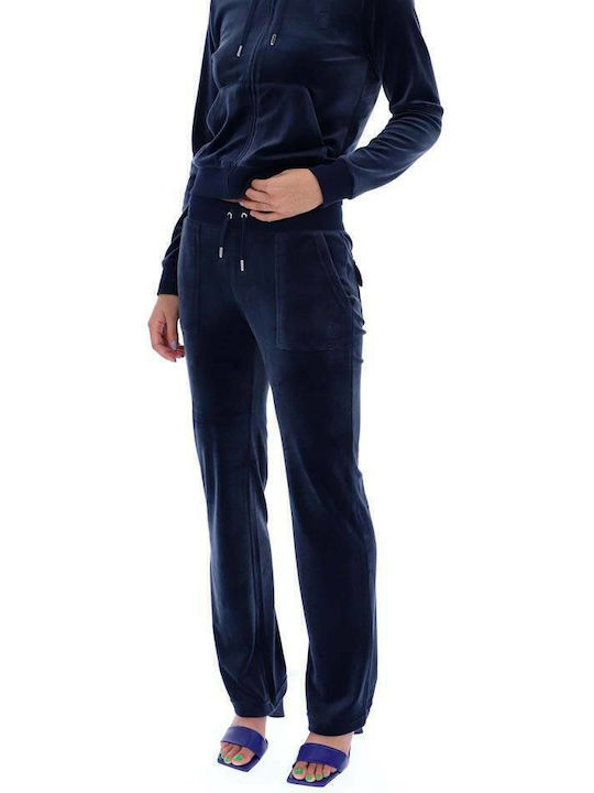 Juicy Couture Долнище на анцуг Велур Син