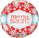 Μπαλόνι Foil Στρογγυλό Merry & Bright Snowflakes Κόκκινο 46εκ.