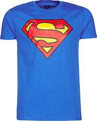 Yurban Superman Logo Classic T-shirt σε Μπλε χρώμα Yurban Superman Logo Classic T-shirt σε Μπλε χρώμα