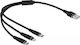 DeLock Regular USB to Lightning / Type-C / micro USB Cable Μαύρο 0.3m (87152)