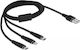 DeLock Редовна USB към Lightning / Type-C / micro USB Кабел Черен 1м (87155)