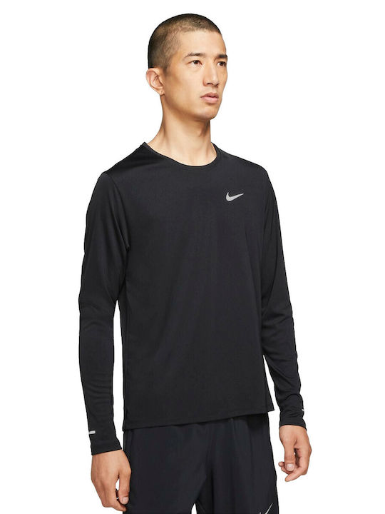 Nike Dri Fit Miler Ανδρική Μπλούζα Dri-Fit Μακρυμάνικη Μαύρη