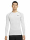 Nike Pro Bluza Sportivă pentru Bărbați cu Mânecă Lungă Albă