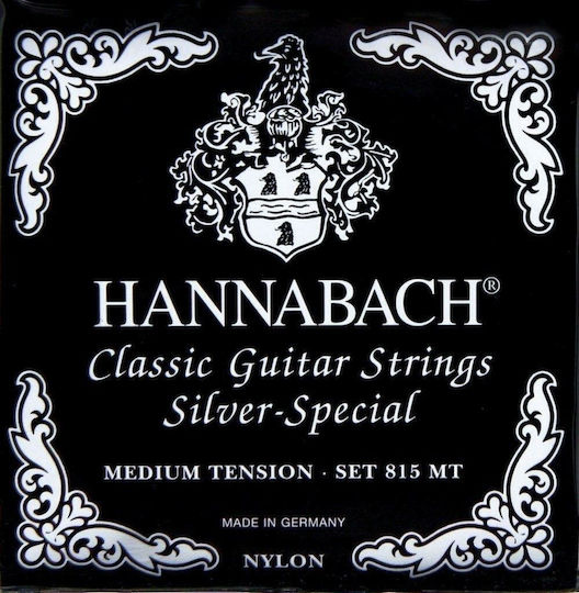Hannabach Silver Special 815 Medium Tension Single Nylon Classical Guitar Strings 6 Pieces Basses