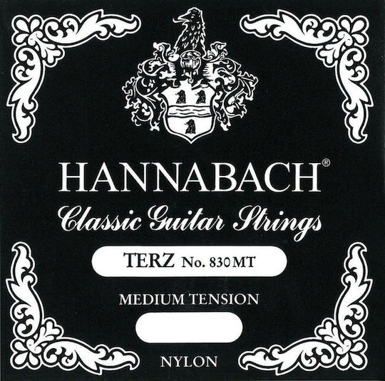 Hannabach 830 Terz Medium Tension Μονές Χορδές Nylon Κλασικής Κιθάρας 6τμχ 570-590mm Scale