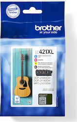 Brother LC421XL Πακέτο 4 Μελανιών Εκτυπωτή InkJet Κίτρινο / Κυανό / Ματζέντα / Μαύρο (LC-421XLVAL)