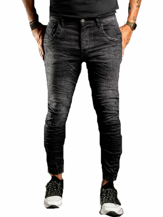 Profil 3004 Ανδρικό Παντελόνι Τζιν Ελαστικό Slim Fit Μαύρο