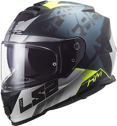 LS2 FF800 Storm Sprinter Full Face Helmet with Sun Visor ECE 22.05 1400gr Matt Black Silver Cobalt
