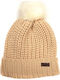 Saltburn Pom Pom Beanie Feminin Căciulă cu Tricotaj Rib în culoarea Bej