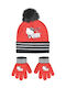 Stamion Kids Beanie Set with Gloves Knitted Red