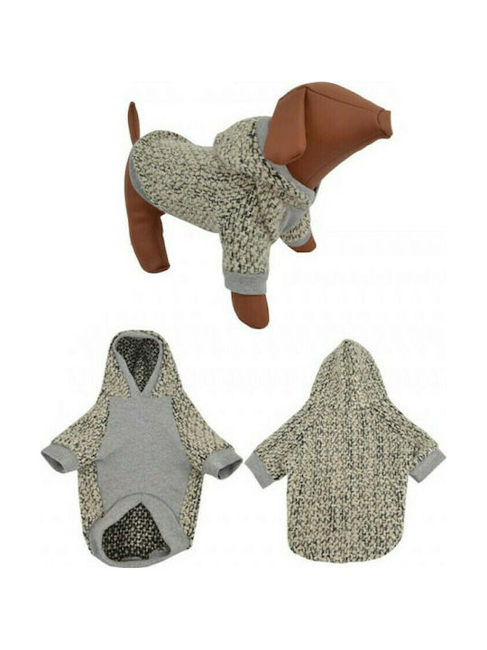 Woofmoda Εμπριμέ Με Κόμπους Knitted Sweater Dog Shirt Beige-Grey in Gray color 23cm. 931-1301-1100