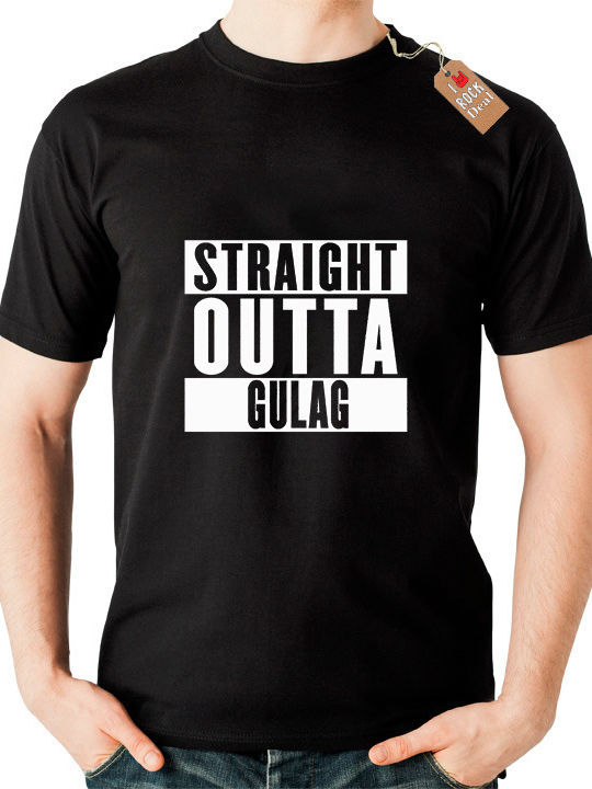 Rock Deal Straight outta the Gulag Call of duty Warzone T-shirt Black Cotton
