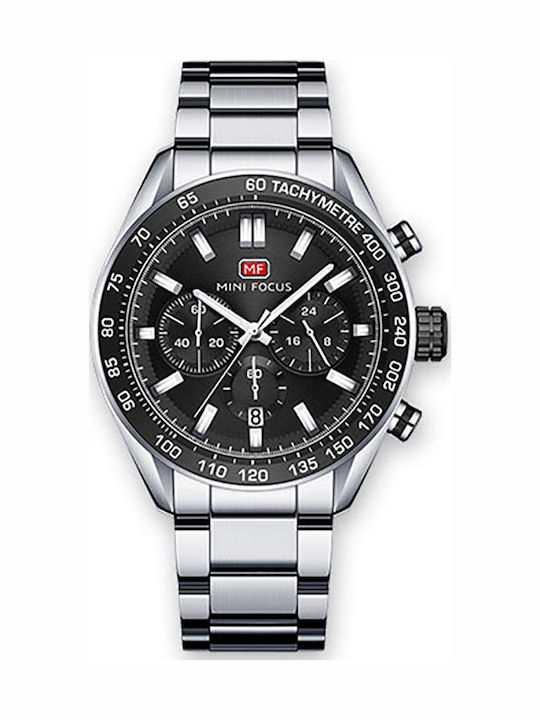Mini Focus Men's Watch 43mm Chronograph Battery with Silver Metal Bracelet
