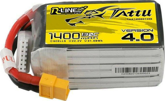 Tattu R-Line 4.0 1400mAh 22.2V 130C 6S1P XT60 Battery